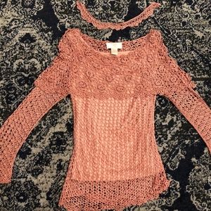 GORGEOUS Crocheted LS Lightweight Sweater w/Choker